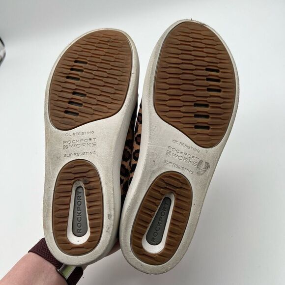 ROCKPORT Shoes Women Size 6W Brown Parissa Leopard Classic Platform Work Sneaker - Picture 9 of 14